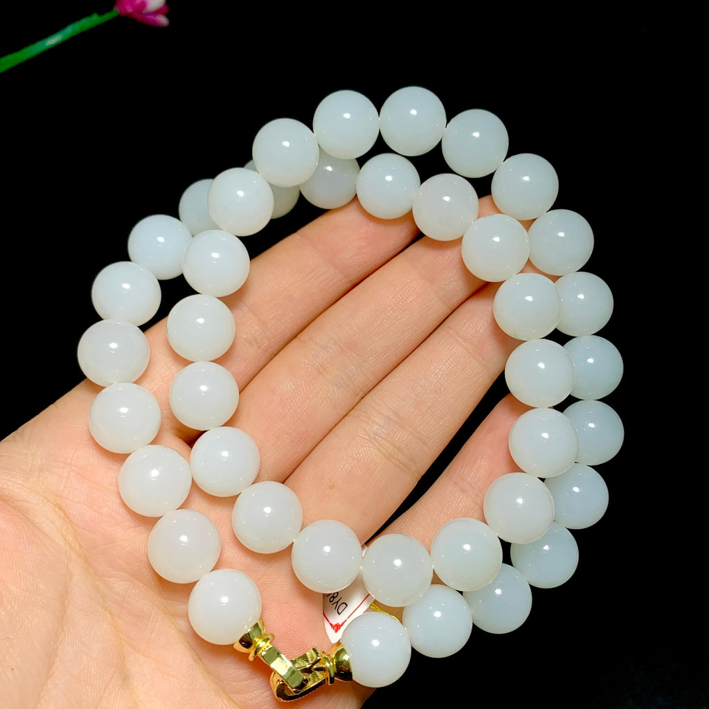 和田精品白玉圆珠项链（105.7g）