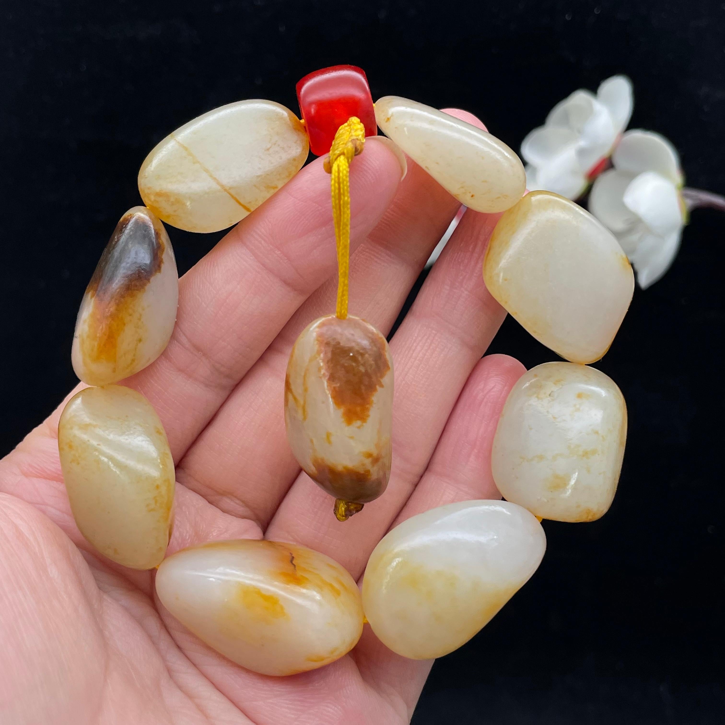 和田玉洒金皮籽料【精品手串】（87.1g）