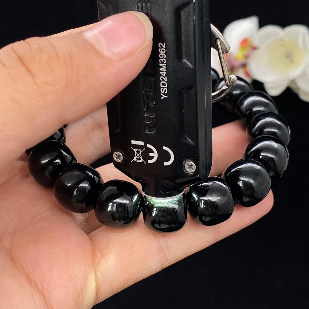 【秒杀】和田玉黑青老型珠手串（64.1g）