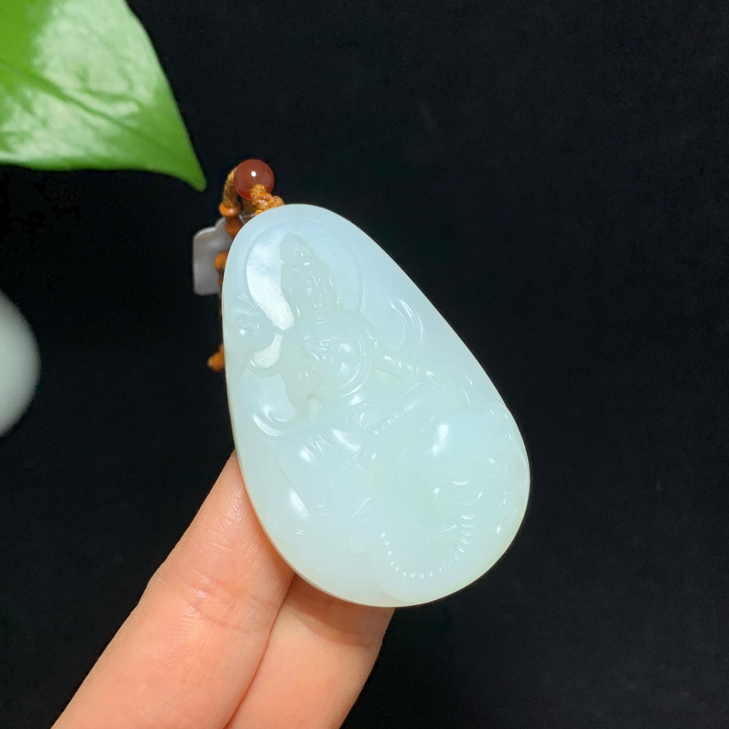 收藏级和田山料羊脂白玉普贤观音（63.0g）