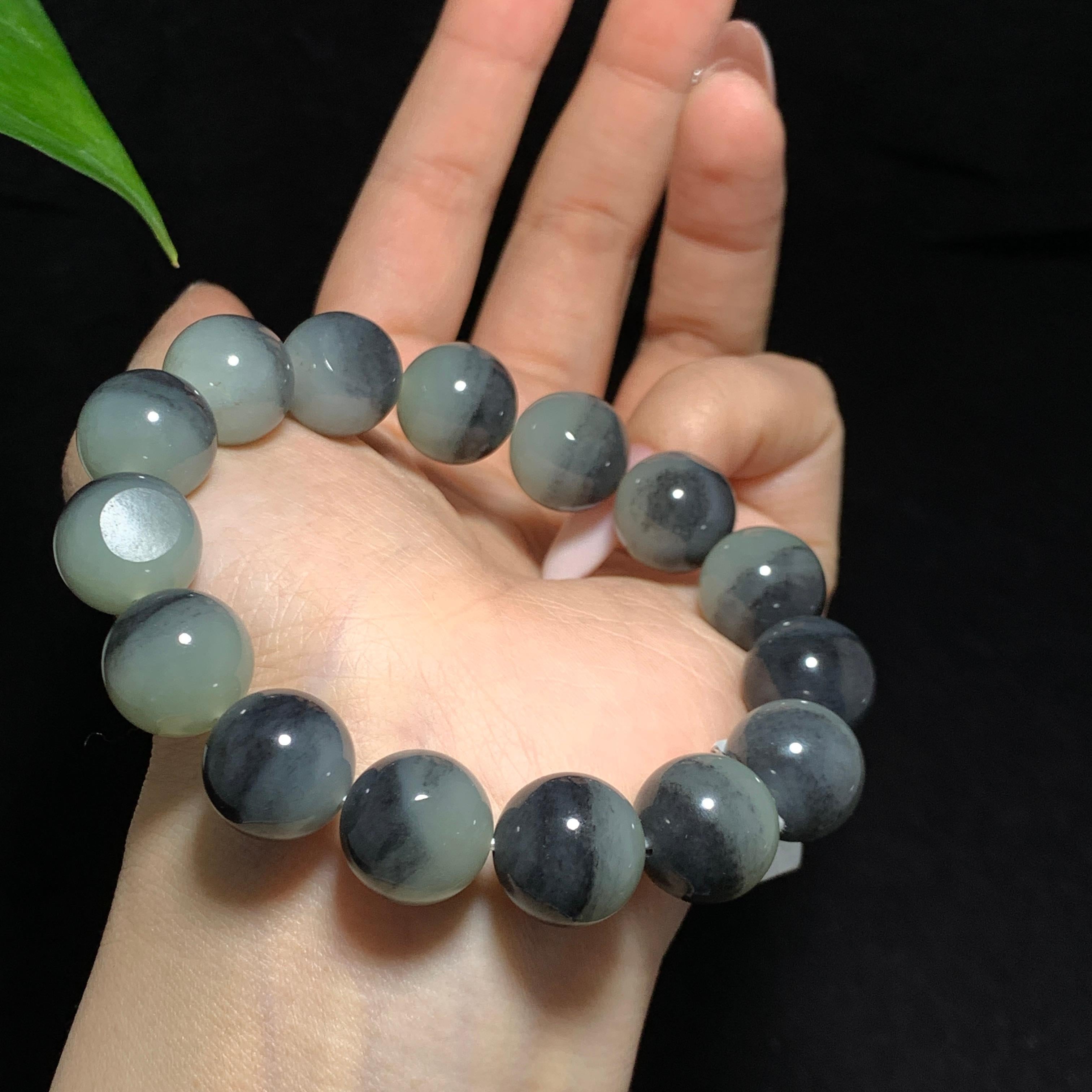 和田籽料青花聚宝盆手串（64.5g）