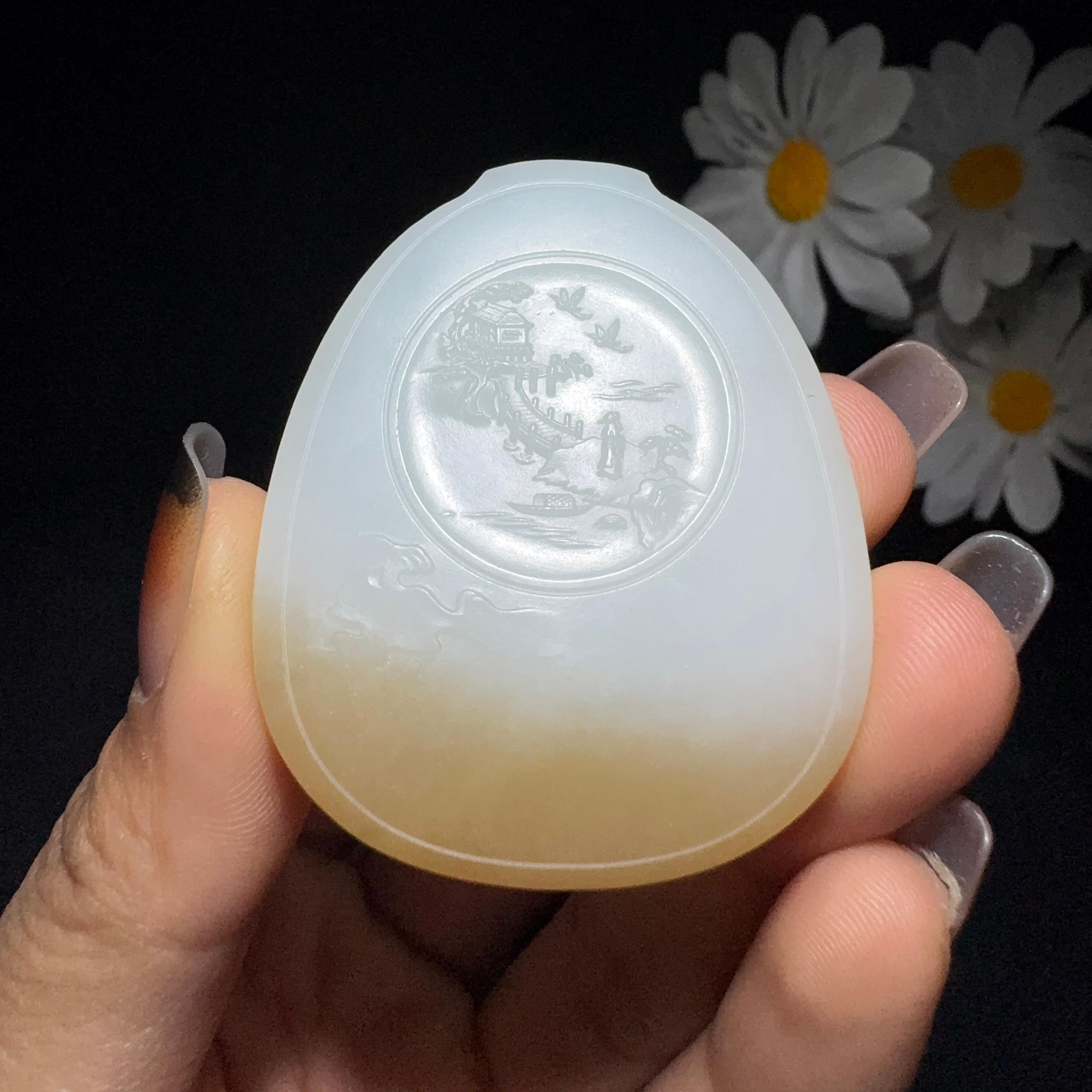 和田玉糖白玉文殊菩萨（31.8g）