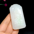 收藏级新疆山料白玉带翠观音挂件（67.7g）