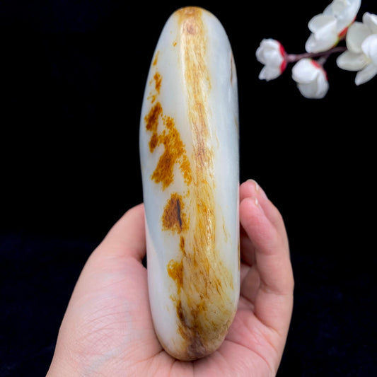 和田玉洒红皮籽料原石（954.3g）