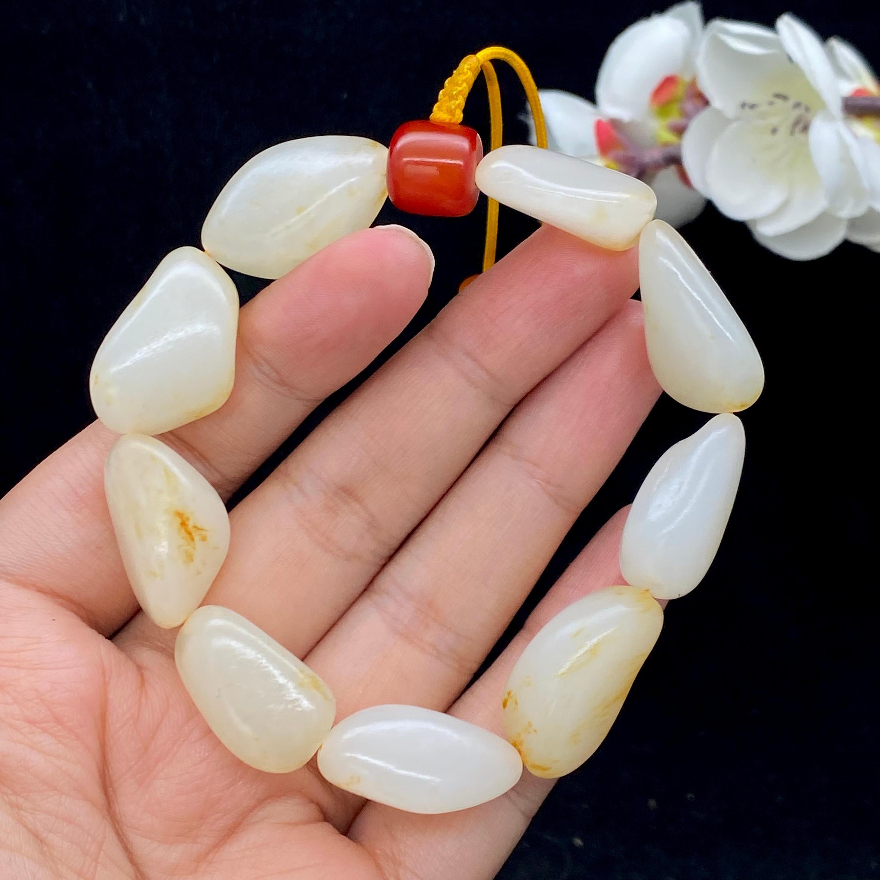 和田玉洒金皮籽料【精品手串】（54g）