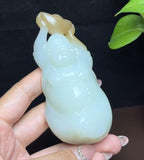 新疆和田玉且末糖白羊脂玉佛公手把件（162.7g）