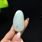 和田山料洒金皮聚红皮籽料观音挂件（60.0g）