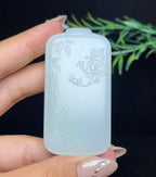 和田玉羊脂白玉带翠持莲观音（48.5g）