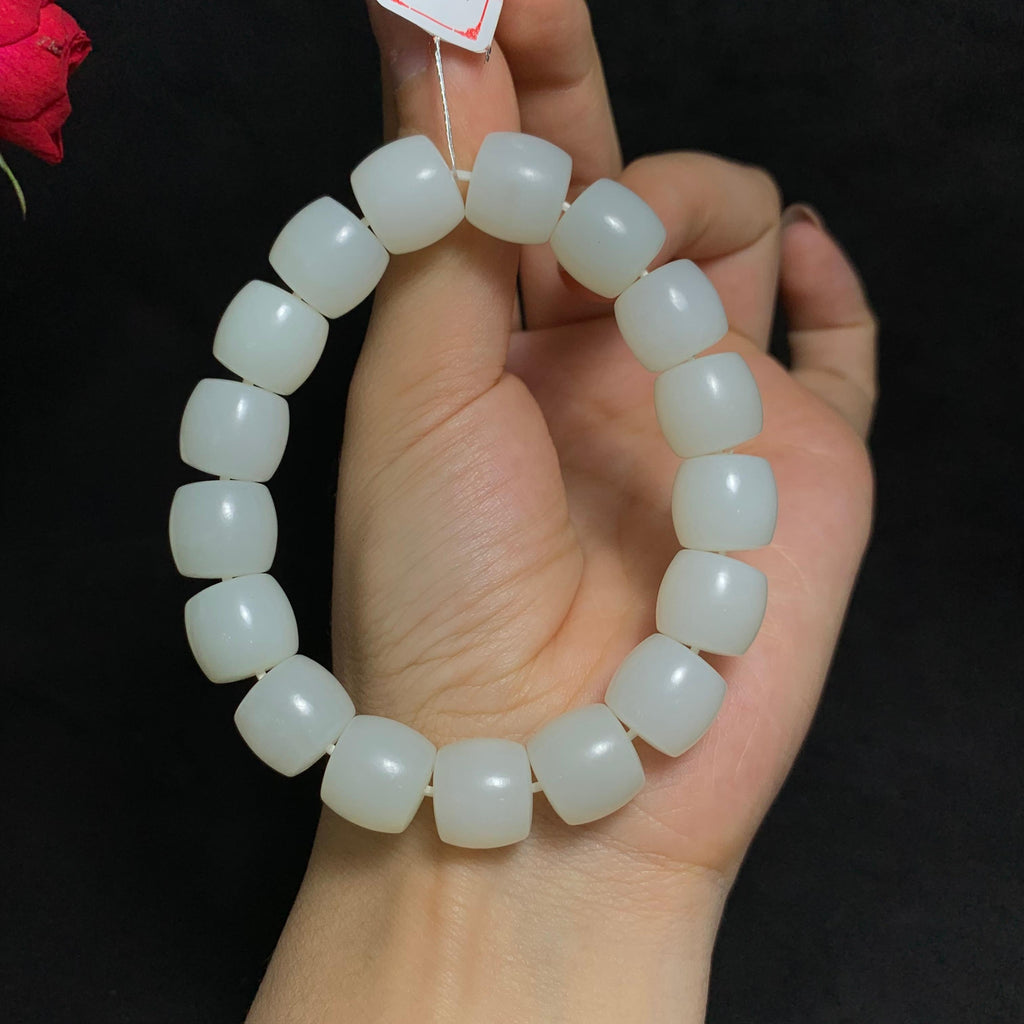 精品和田白玉直切珠手串（64.0g）