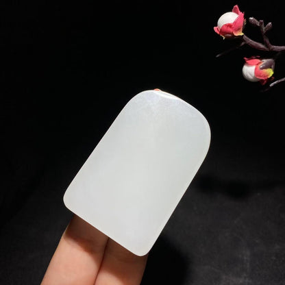 和田冰底白玉观音挂件（61.9g）