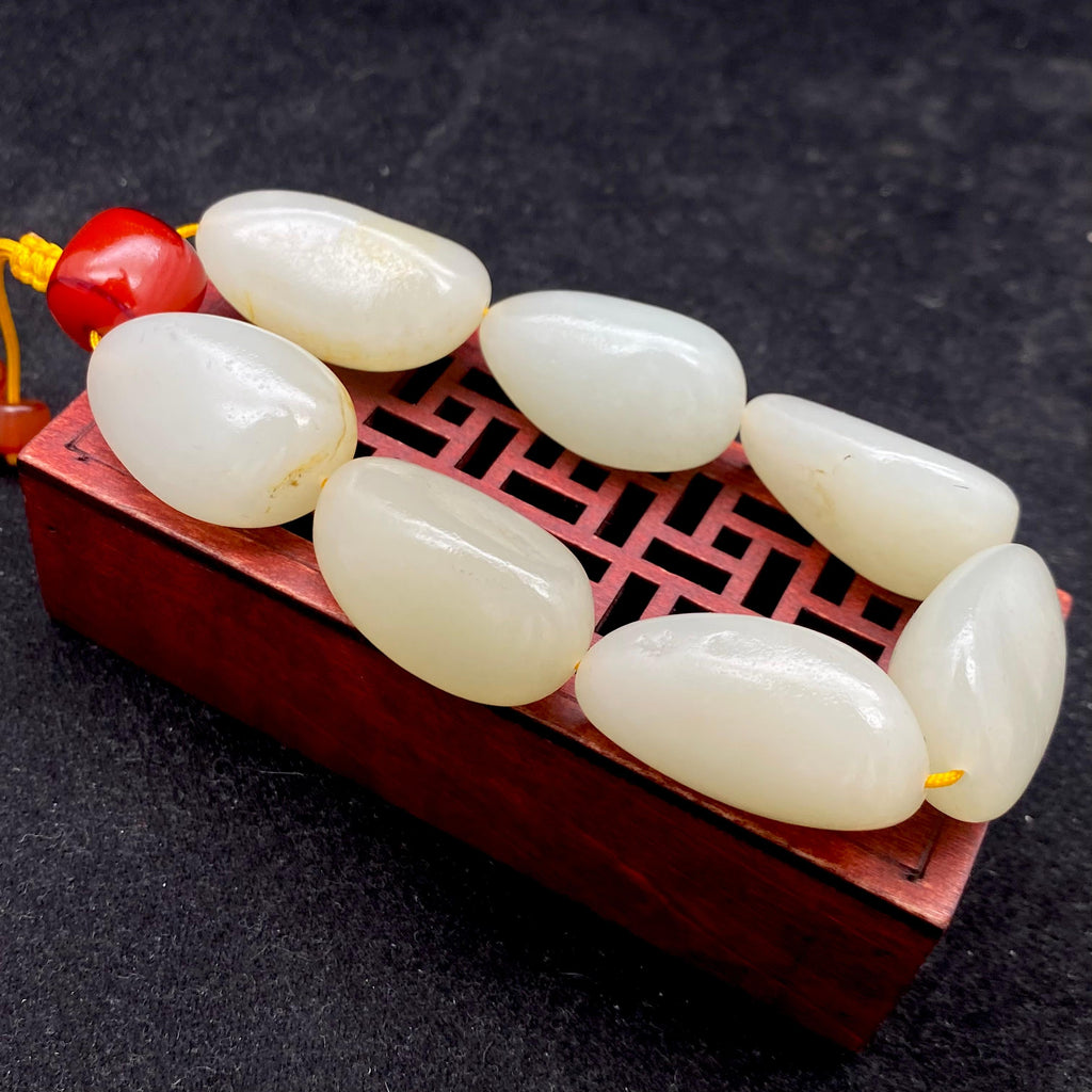 和田玉白玉带洒金皮【精品手串】（92.6g）