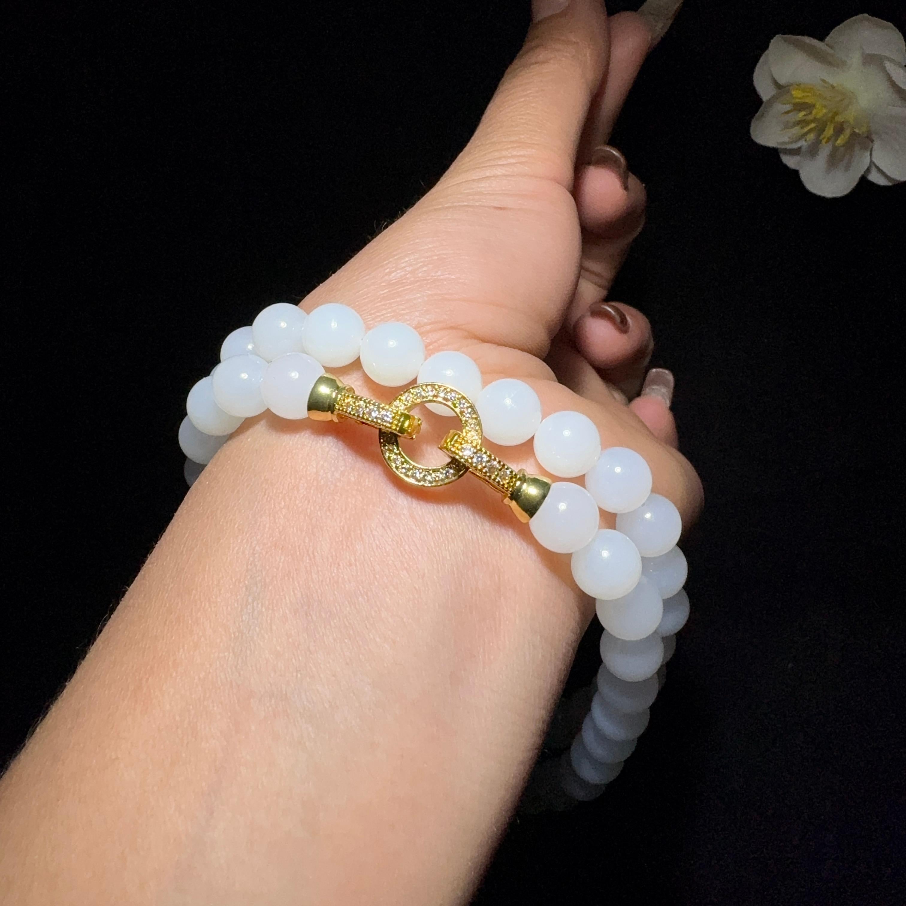 和田玉羊脂白玉圆珠项链（46.3g）