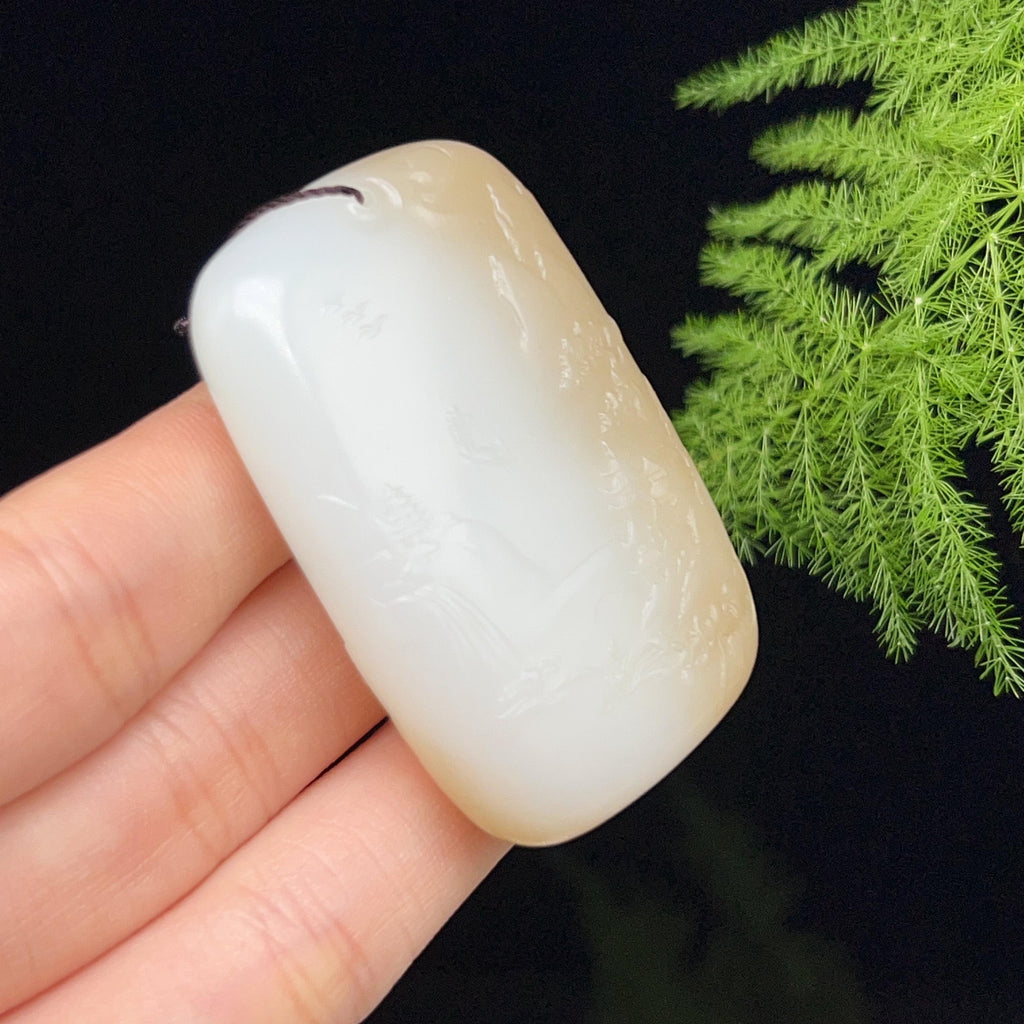 和田玉羊脂白玉糖白生肖虎牌（44.2g）