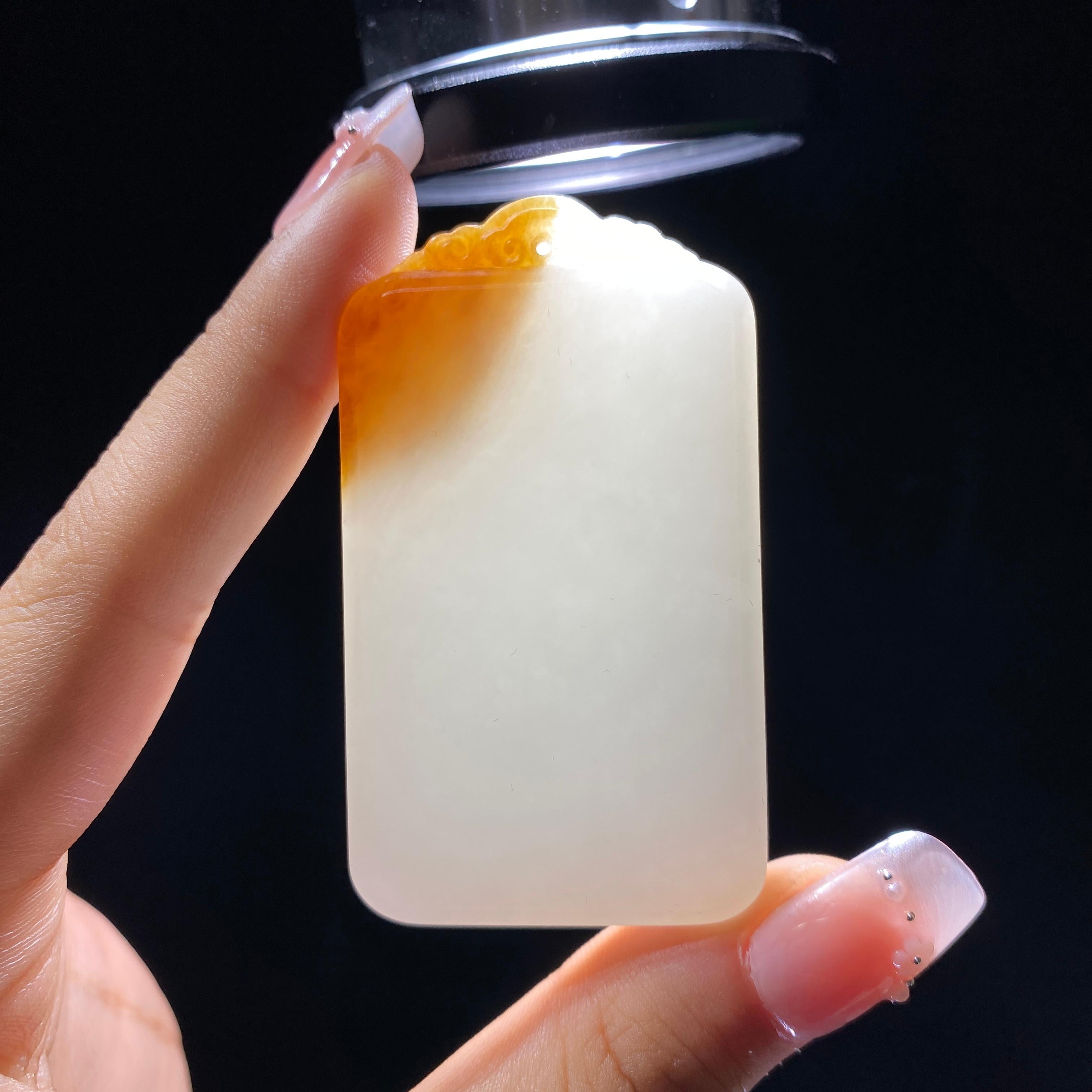 和田玉糖白平安无事牌（49.0g）