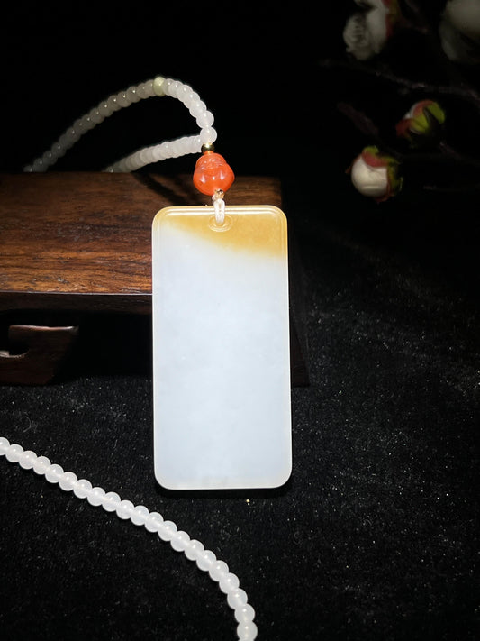 和田玉糖白平安无事牌（50.0g）