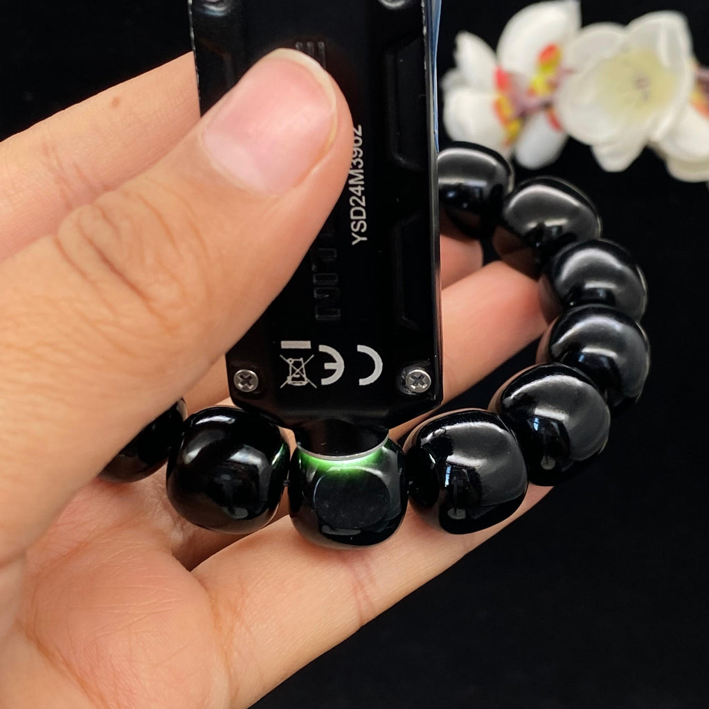和田玉-黑青籽料【老型珠手串】W2604250506（90.0g）