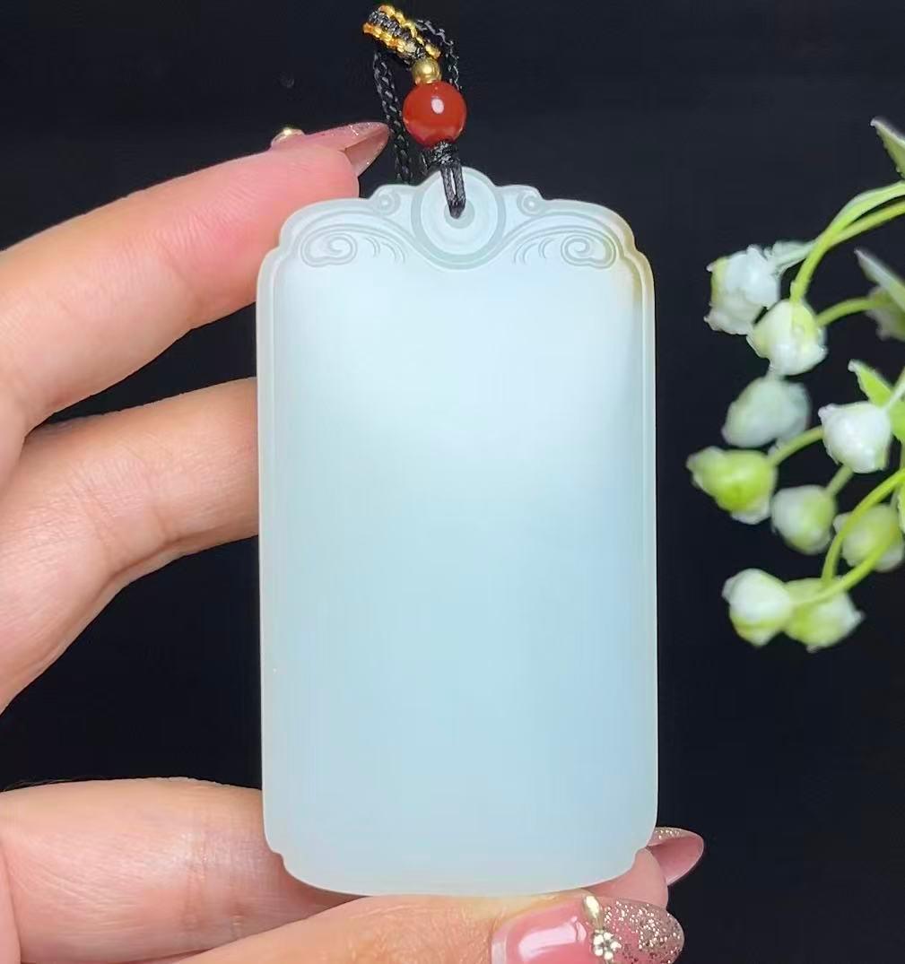 和田玉糖白平安无事牌（76.2g）