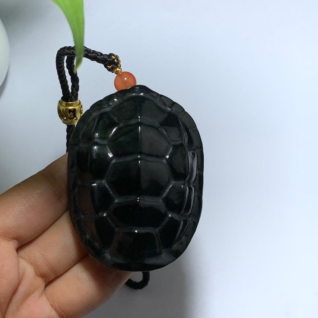 【超值推荐】和田山料黑青龙龟富甲天下手把件（115.0g）