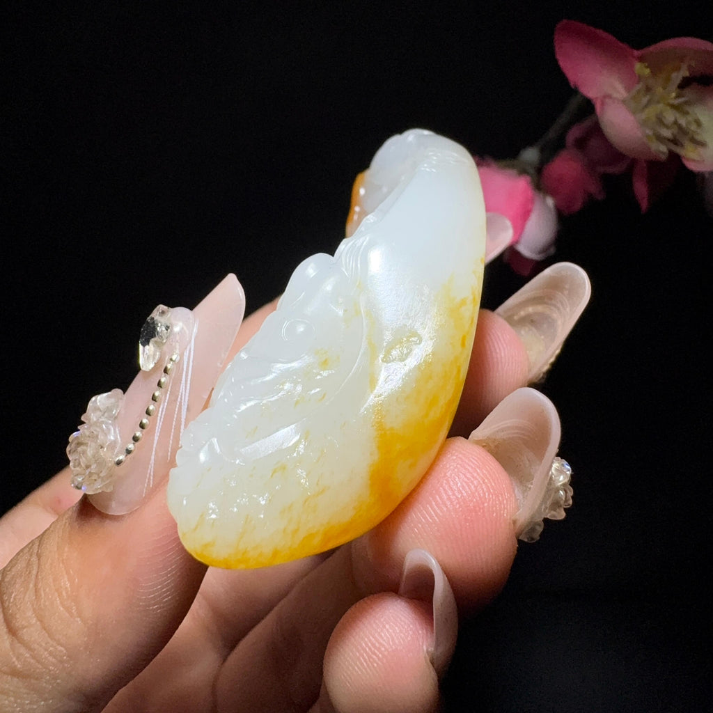 和田玉籽料挂件御龙观音（58.3g）