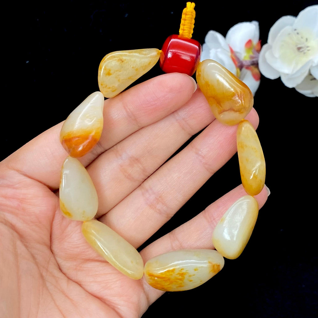 和田玉-洒金皮白肉籽料【精品手串】（54.1g）