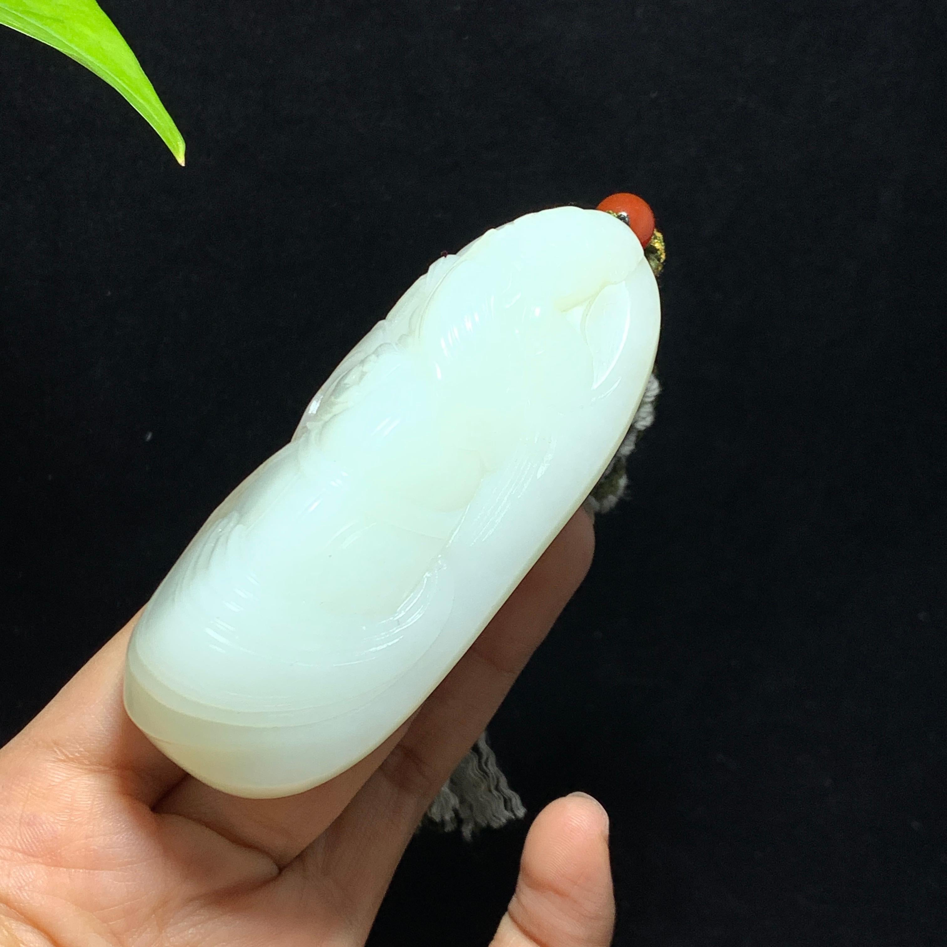 和田白玉关公手把件（132.0g）