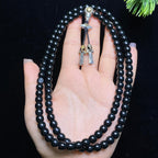 和田玉籽料黑青老型珠项链（71.9g）