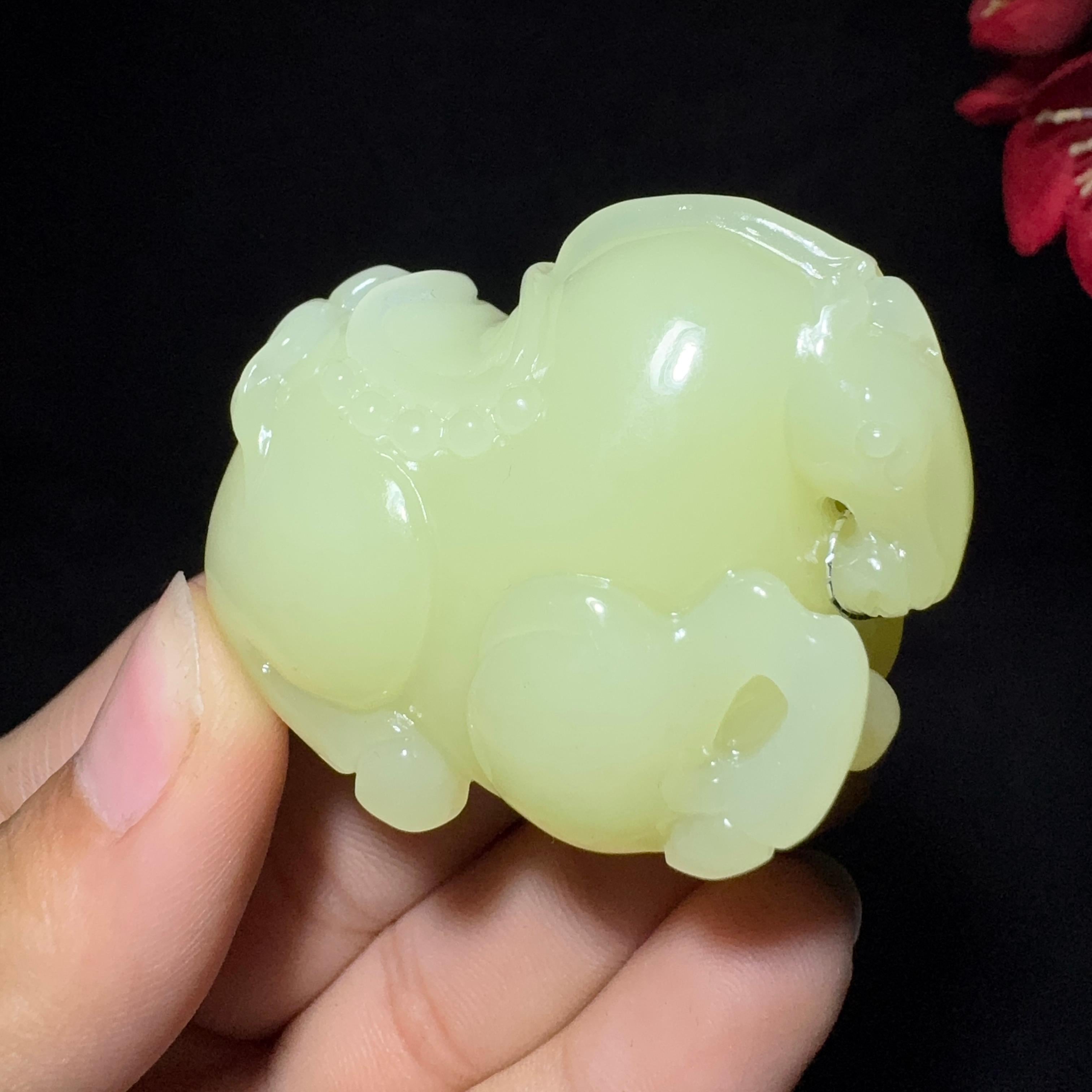 秒杀和田玉黄口马到成功挂件（69.0g）