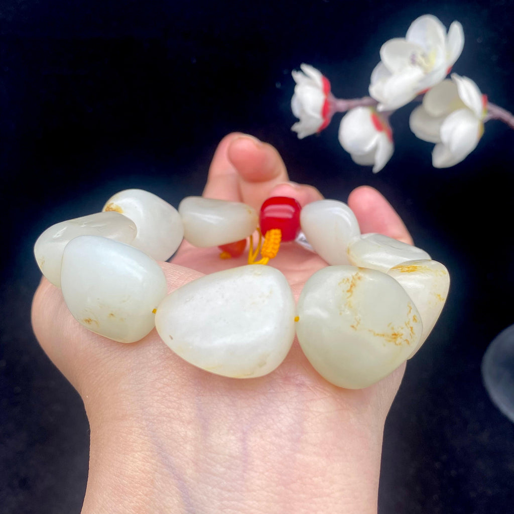 和田玉洒金皮籽料【精品手串】（81g）