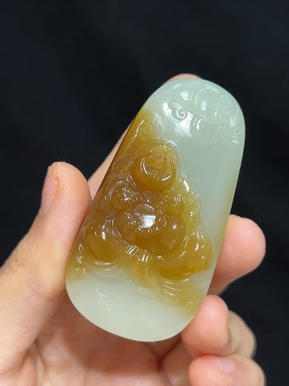 和田玉且末料糖白弥勒笑佛（43.7g）