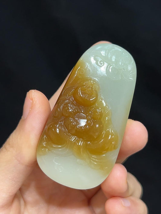 和田玉且末料糖白弥勒笑佛（43.7g）