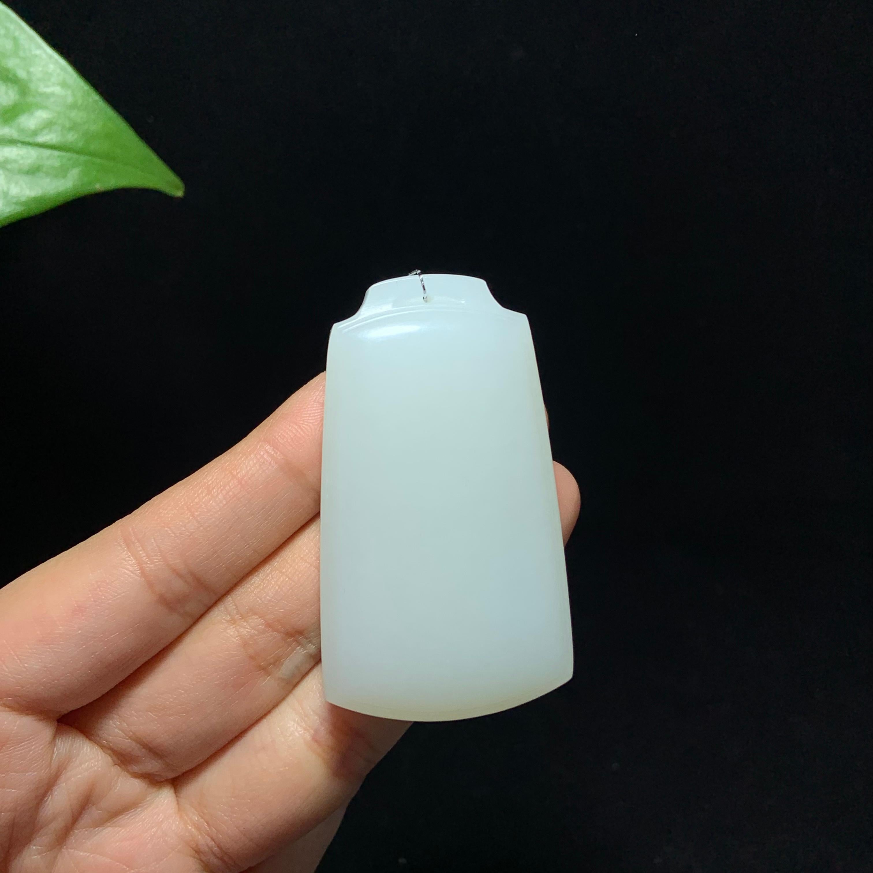 收藏级和田山料羊脂白玉无事牌挂件（52.3g）