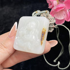和田玉籽料羊脂白玉佛牌子（37.3g）