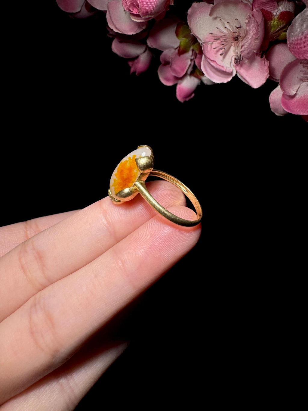 和田玉金镶籽料戒指（3.8g）