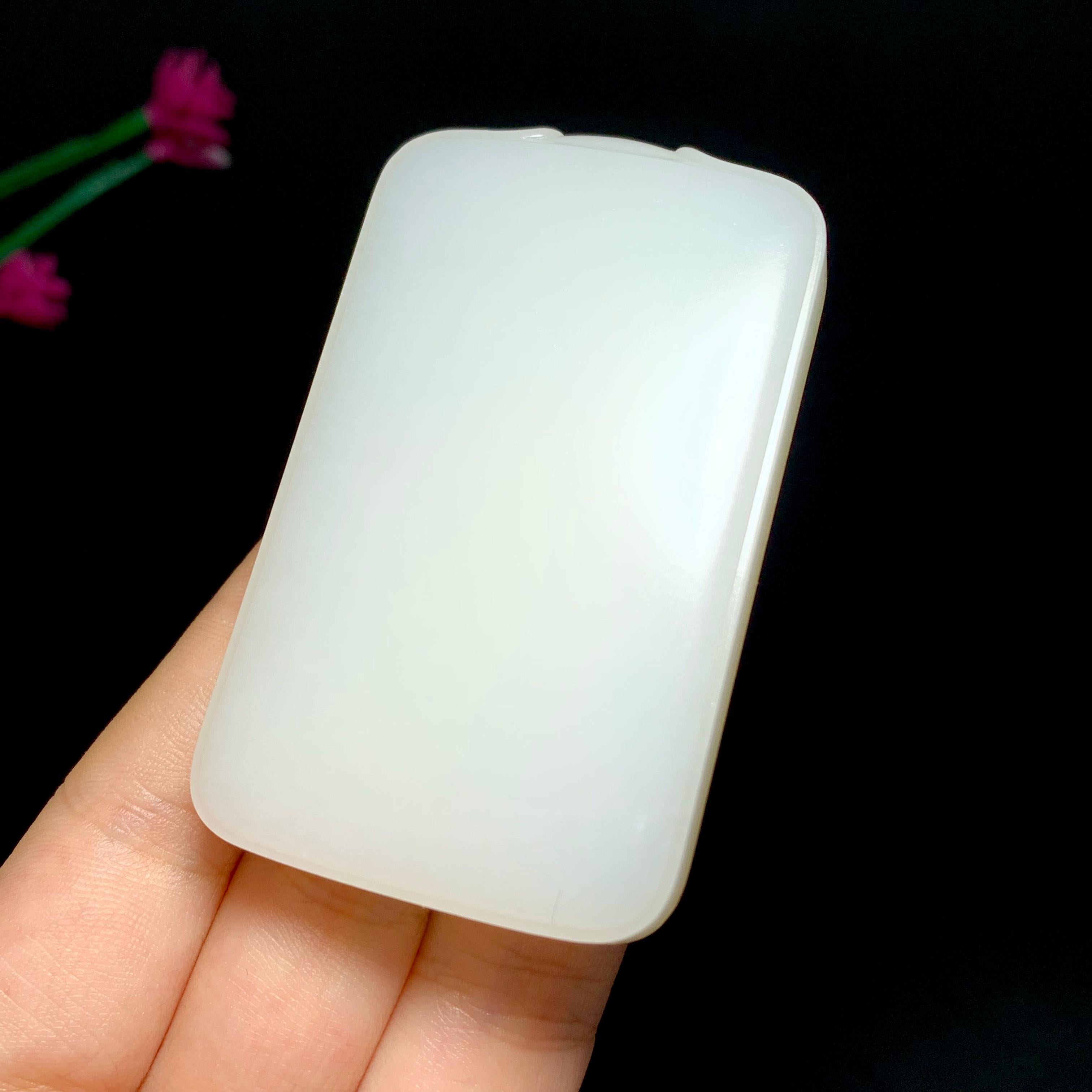 高品质和田羊脂白玉平安无事牌（79.0g）