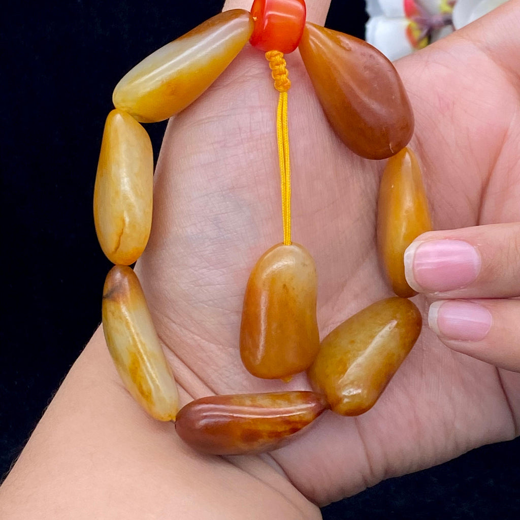 和田玉黄沁皮籽料【精品手串】（65.3g）