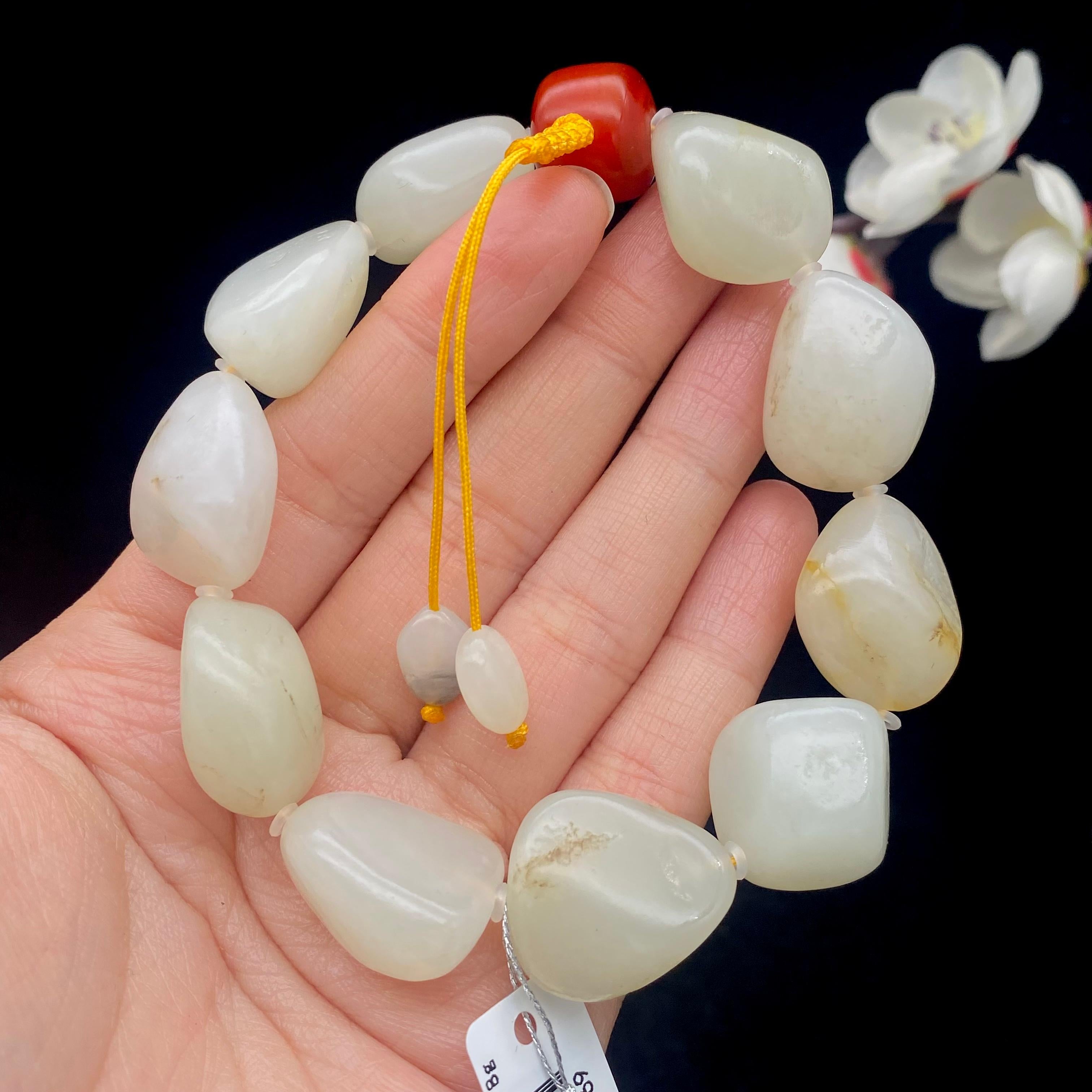 和田玉白玉籽料【精品手串】（73.8g）