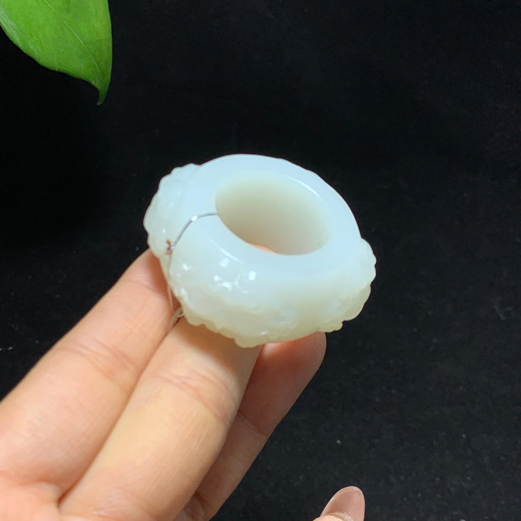 收藏级和田山料羊脂白玉扳指（44.3g）
