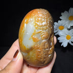 和田玉籽料手把件黄财神（123.6g）