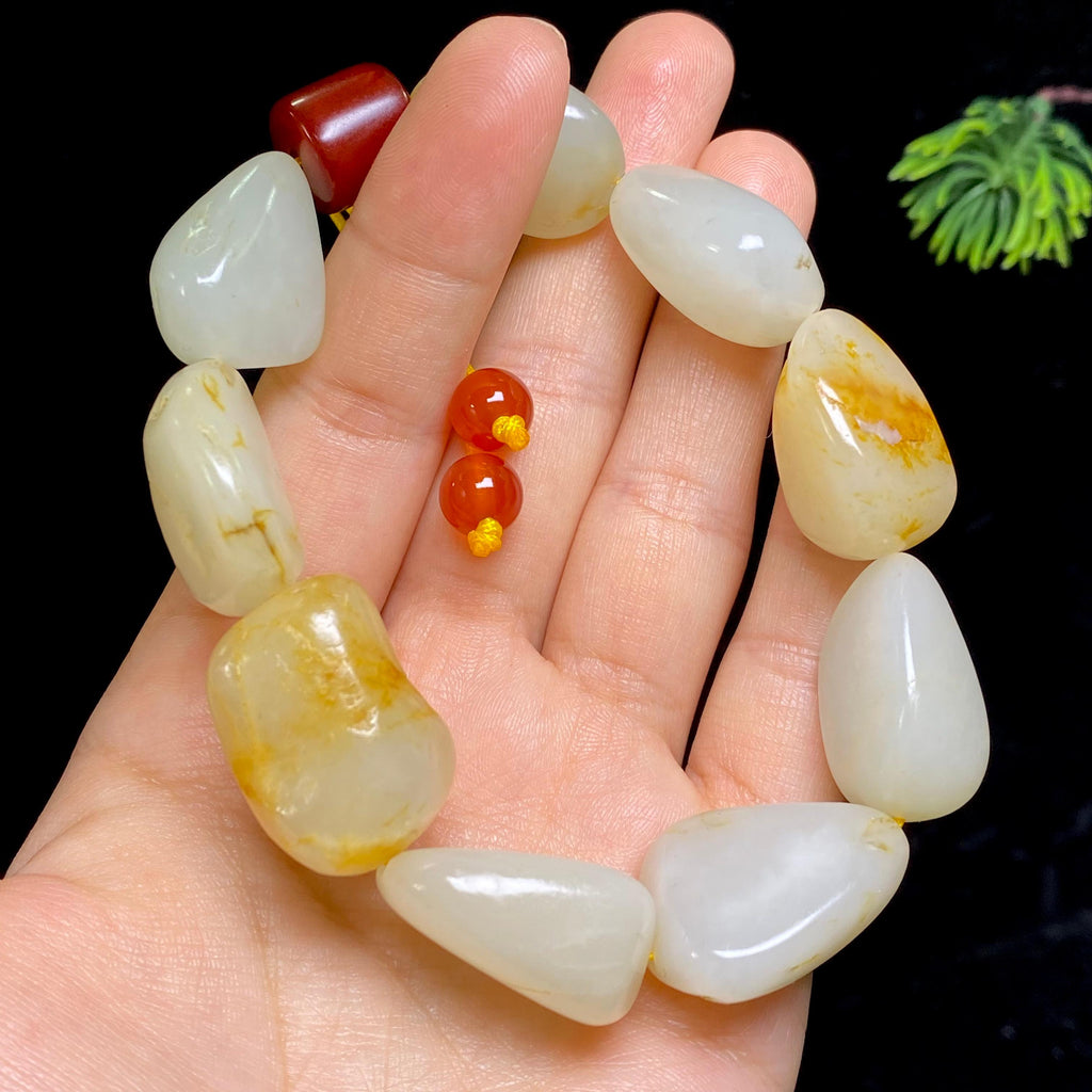 和田玉洒金皮籽料手串（77.38g）
