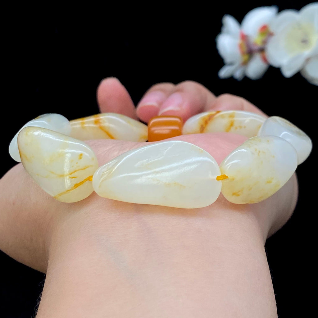 和田玉洒金皮籽料【精品手串】（62.1g）
