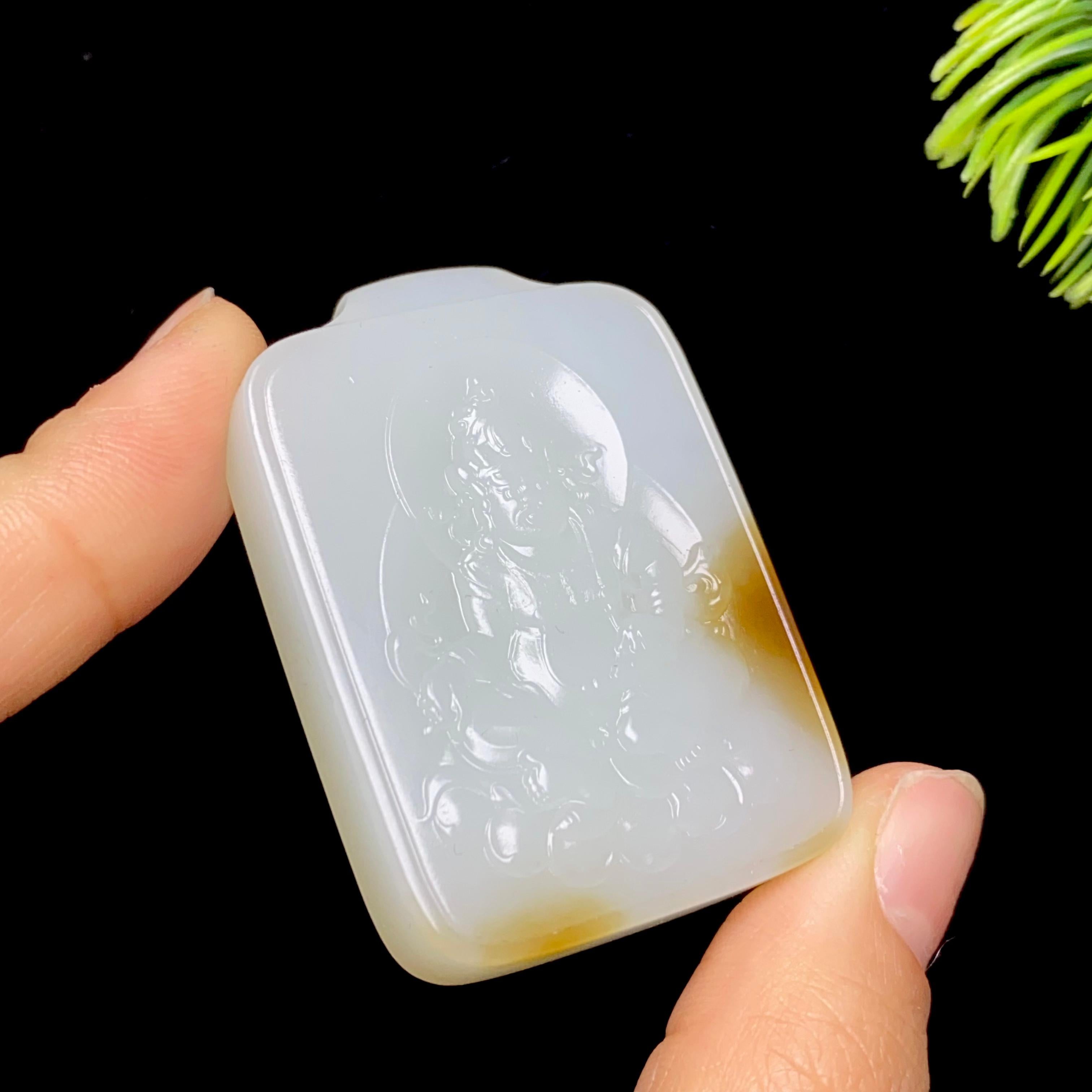 和田玉糖白财神（36.9g）