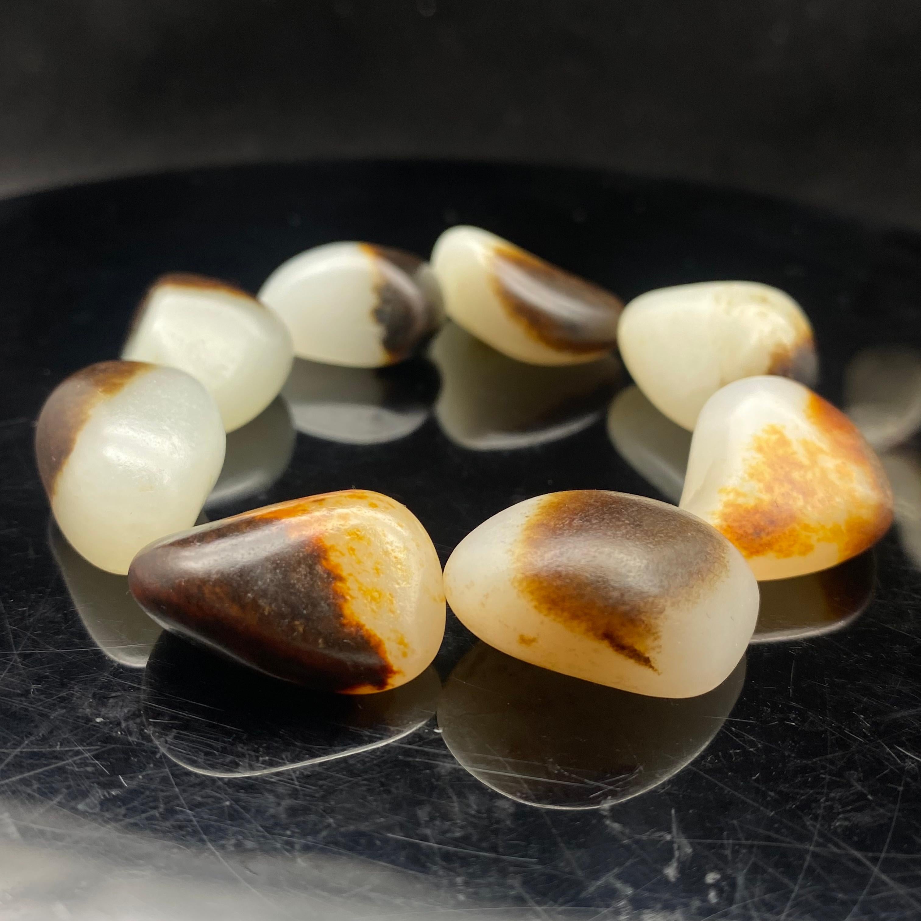 【藏品】和田玉聚黑皮籽料【精品手串籽】（73.3g）