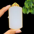 和田玉18k金白玉无事牌（40.8g）
