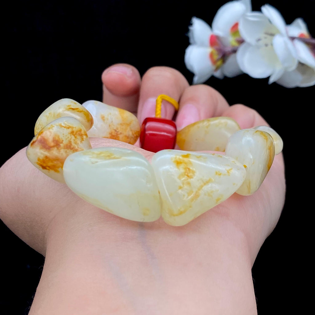 和田玉洒金皮【精品手串】（78g）