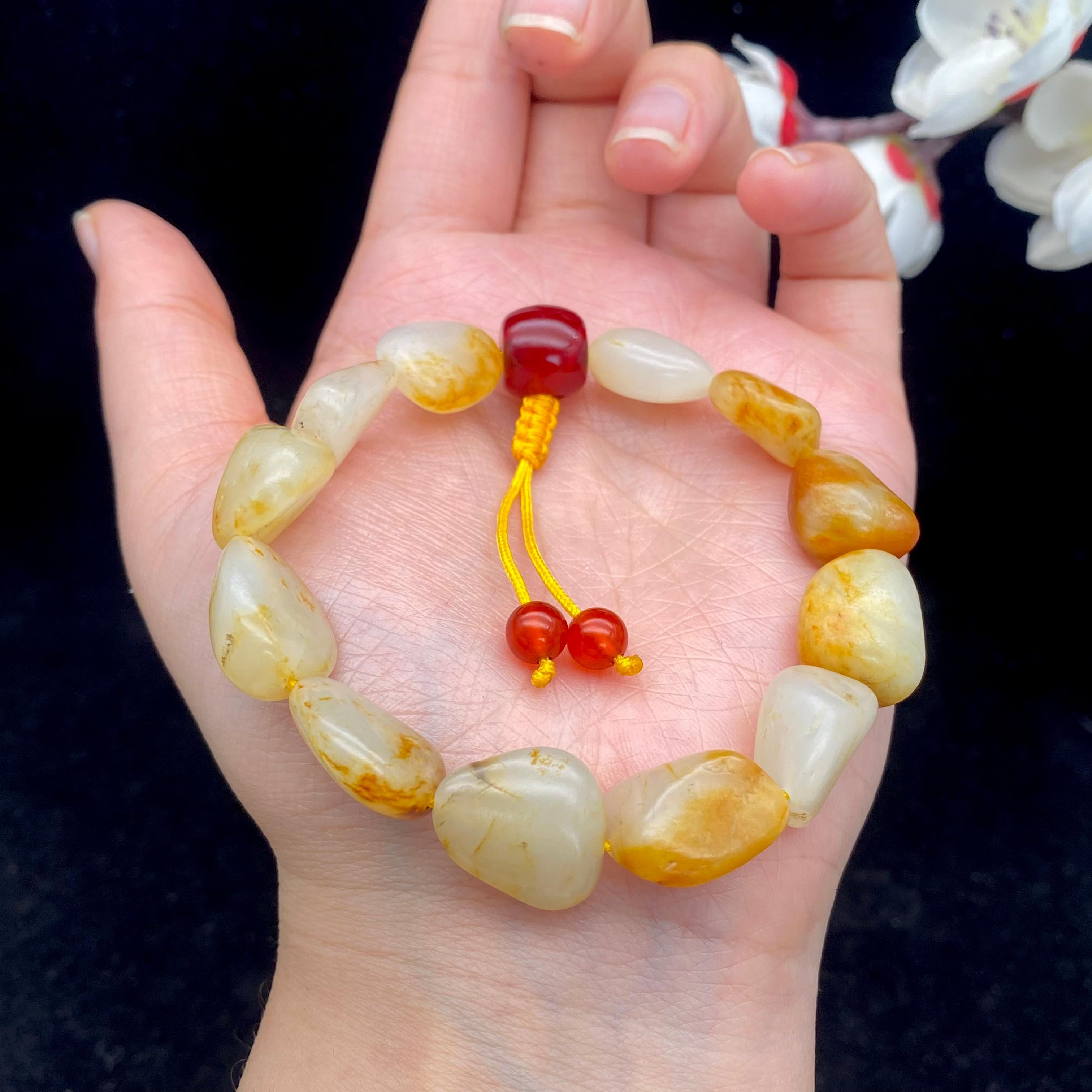 和田玉洒金皮籽料【精品手串】（33.5g）