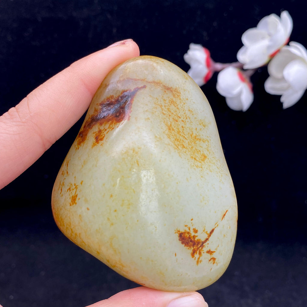 和田玉洒红皮籽料手把件（159.8g）