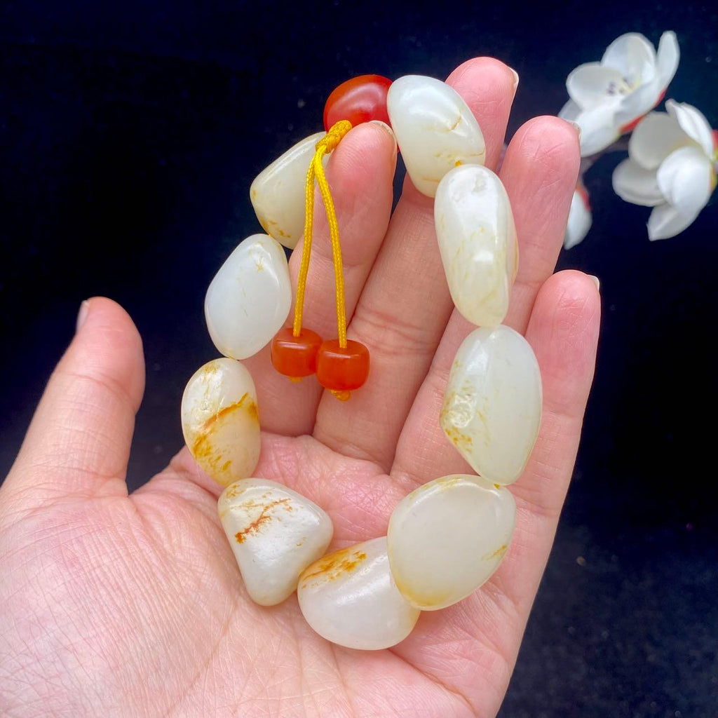 和田玉洒金皮籽料【精品手串】（68.1g）