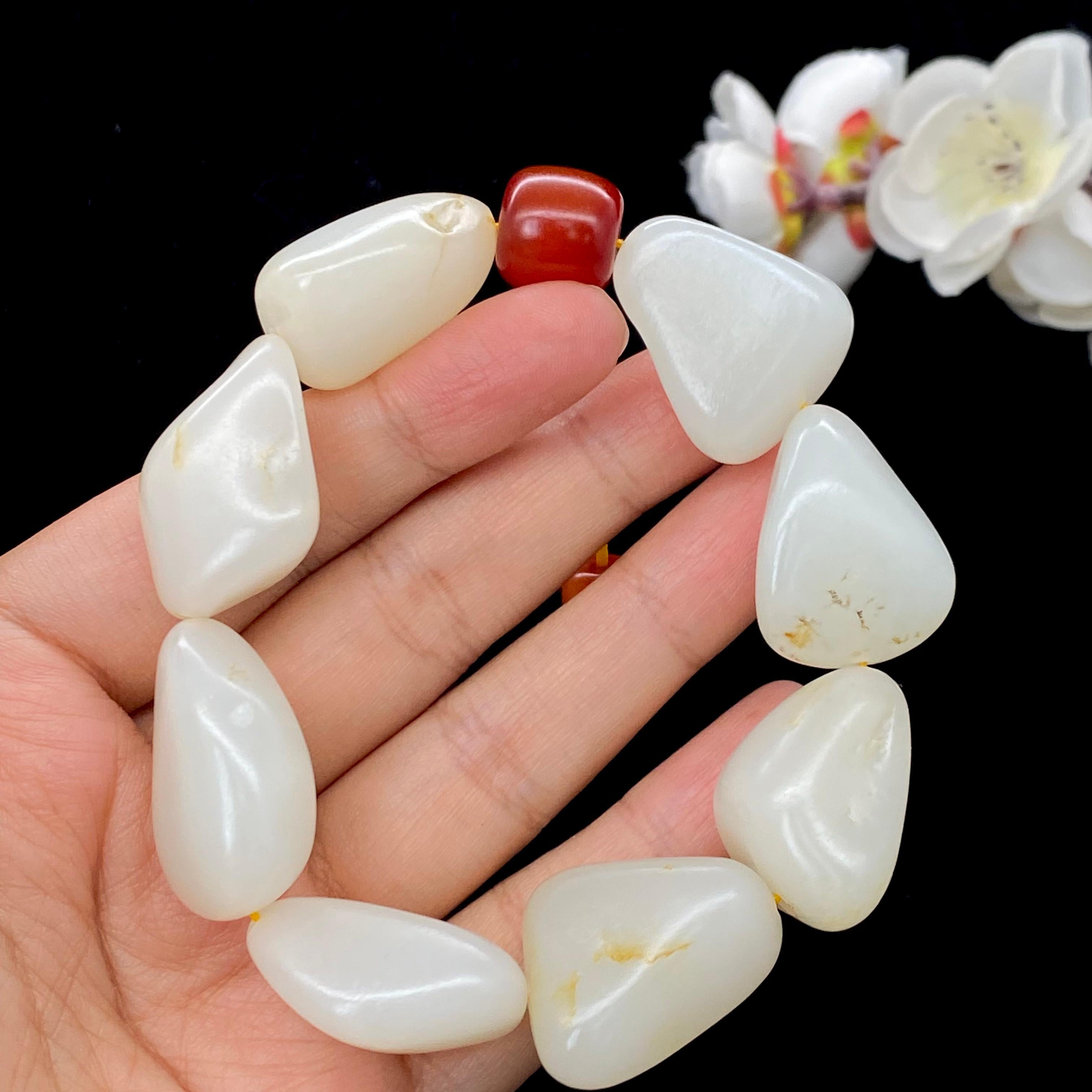 和田玉白玉籽料【精品手串】（89g）
