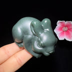 和田玉沙枣青手把件兔子（160.0g）