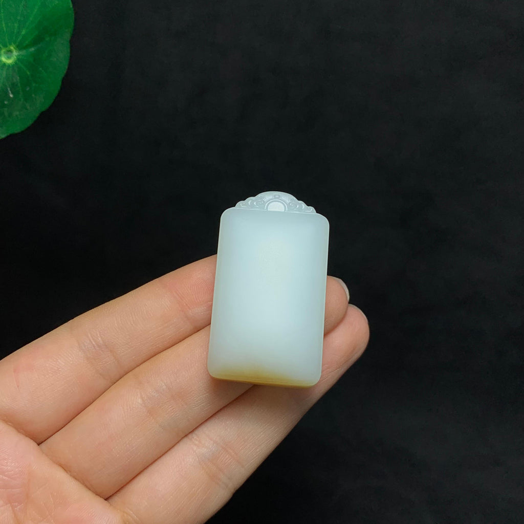 和田羊脂糖白玉无事牌（32.5g）